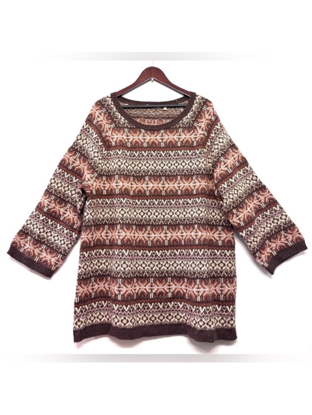 Soft Surroundings Julietta Brown Fair Isle Wool Alpaca Blend Sweater Women’s 3X